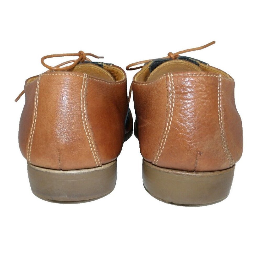 CLARKS brown & black soft leather oxfords shoes flexible soles men's size 10.5 D - Picture 3 of 9